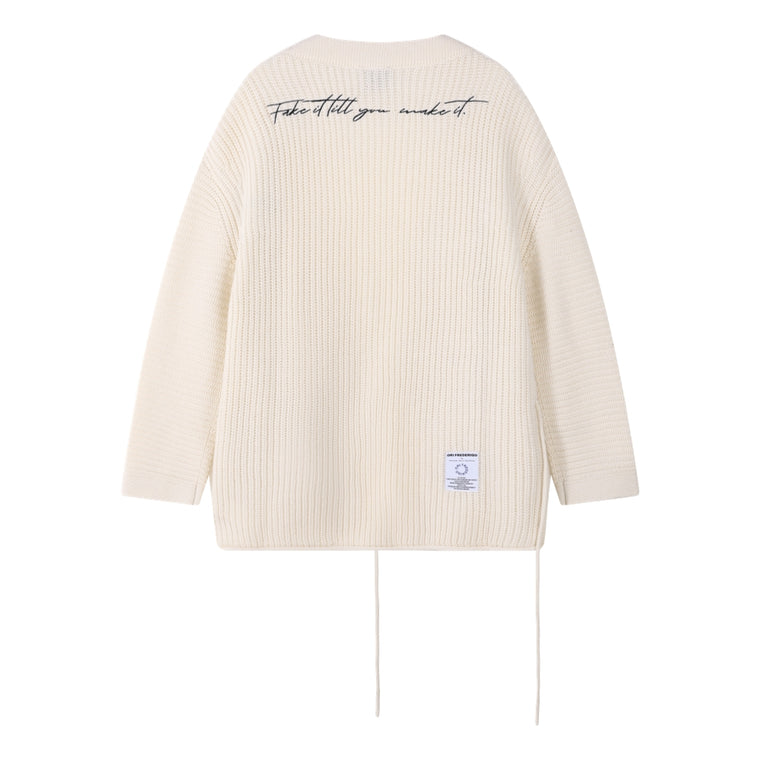 ORI FREDERIQO KNITTED CARDIGAN-BEIGE