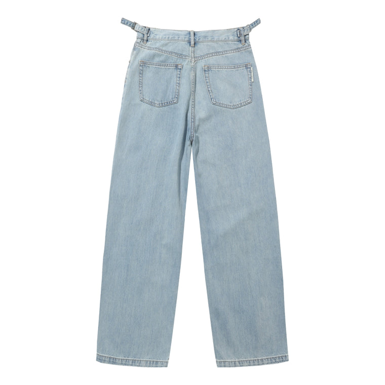 MISHKA W LETTER WOVEN LABEL PANTS-BLUE