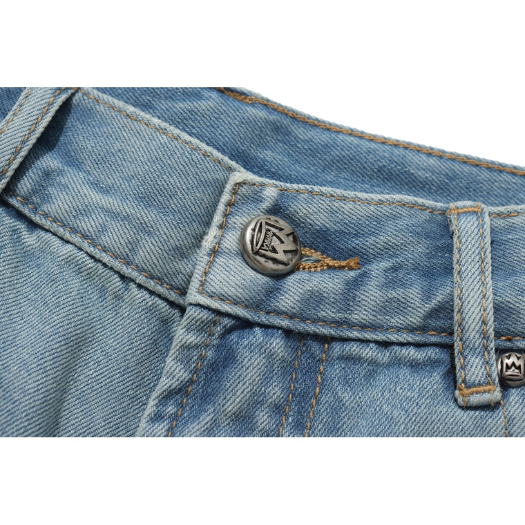 MISHKA W LETTER WOVEN LABEL PANTS-BLUE