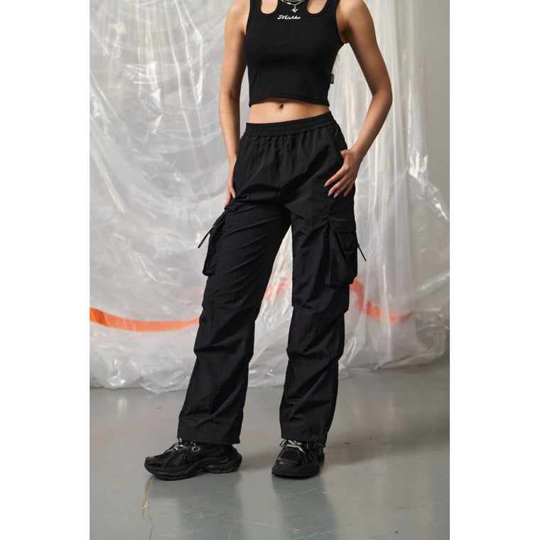 MISHKA W LETTER WOVEN PANTS-BLACK