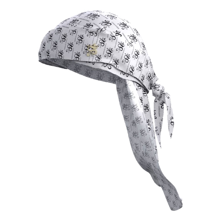 SWIRLED WORLD MONOGRAM DURAG-WHITE