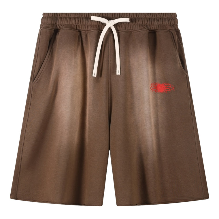 LVXWA LOGO WASHED SHORTS-BROWN