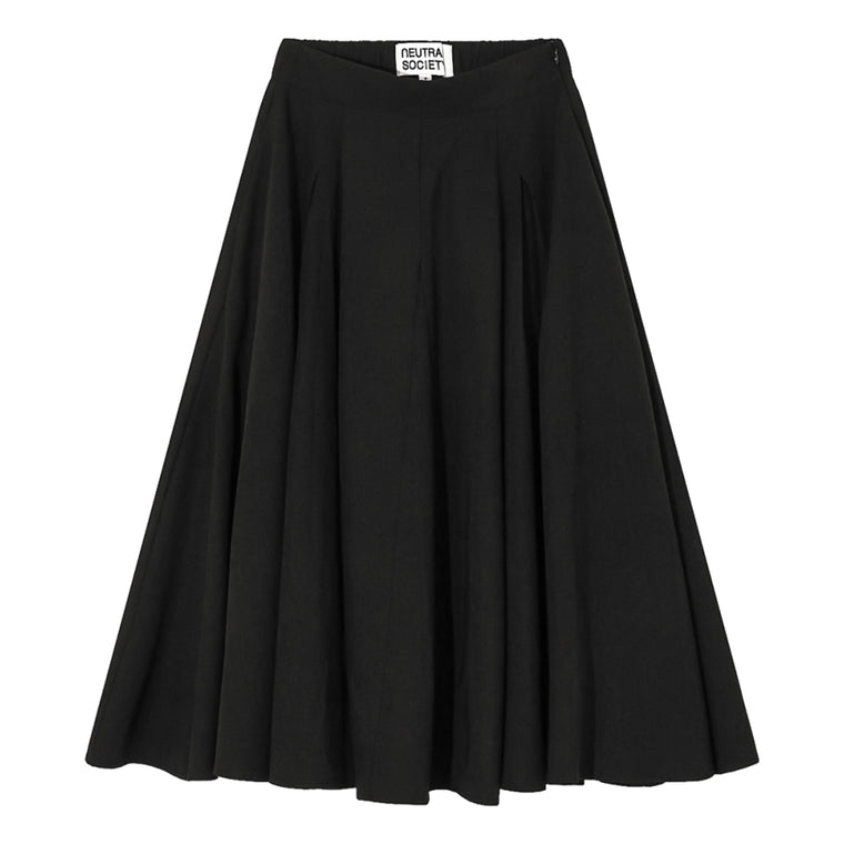 NEUTRAL SOCIETY MIDI SKIRT-BLACK