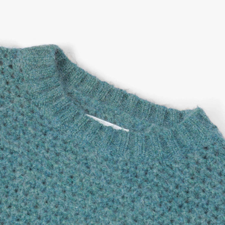 MADNESS MOHAIR CREW KNIT COZY PULLOVER-BLUE