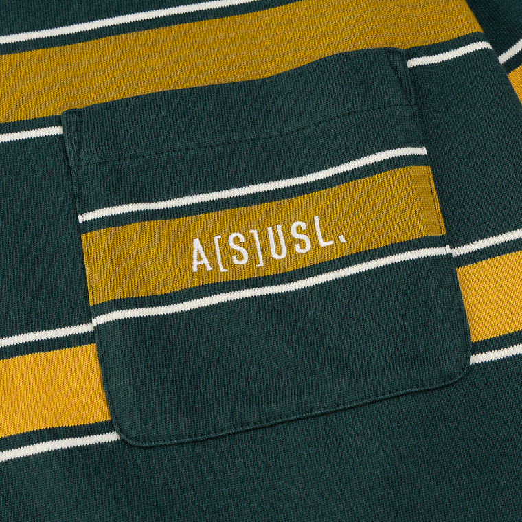 A[S]USL MULTI COLOR BORDER L/S TEE-DARK GREEN