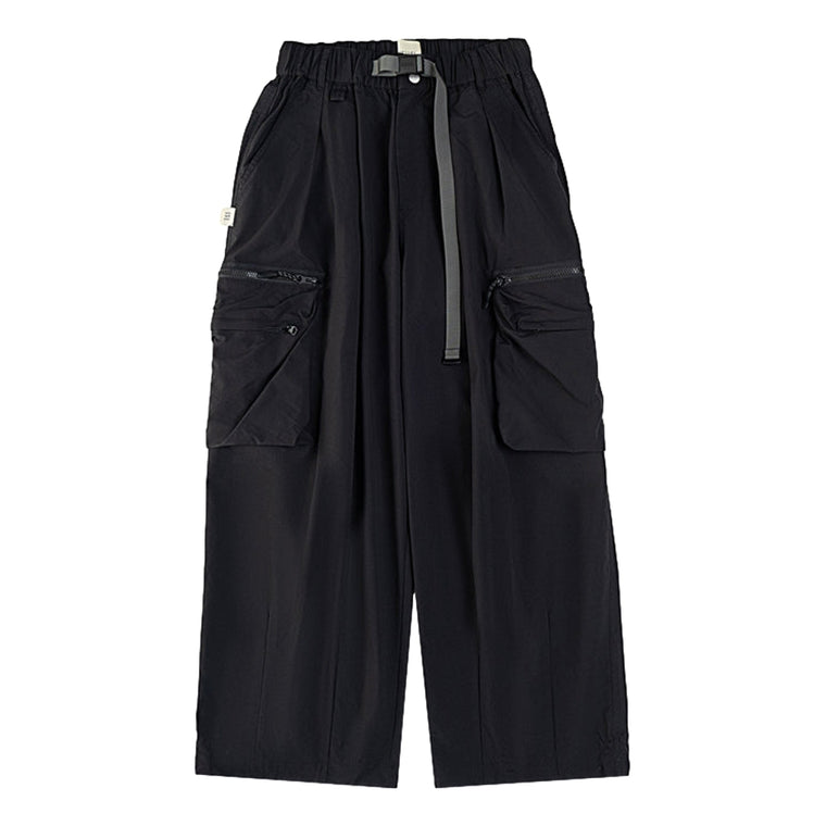 A[S]USL NYLON ZIPPER POCKET PANTS-BLACK