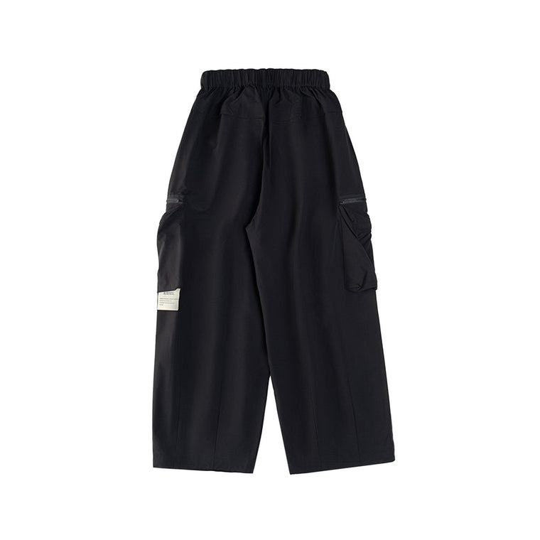 A[S]USL NYLON ZIPPER POCKET PANTS-BLACK