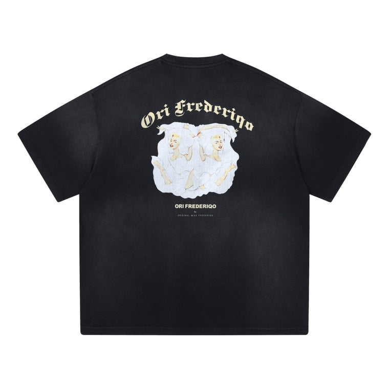 ORI FREDERIQO WSH PRINT SS TEE-BLACK