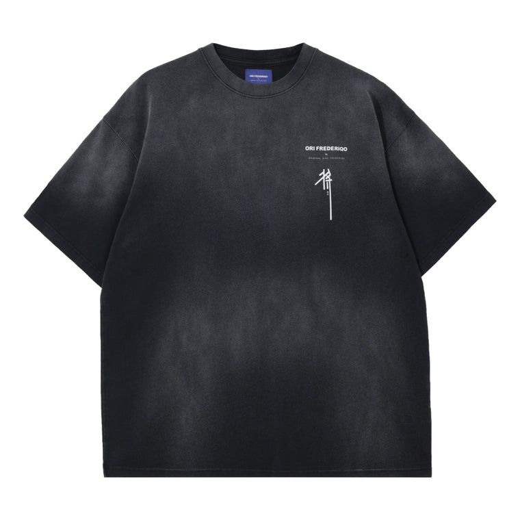 ORI FREDERIQO WASHED PRINT SS TEE-BLACK