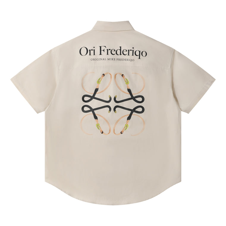 ORI FREDERIQO CLASSIC SS SHIRT-BEIGE