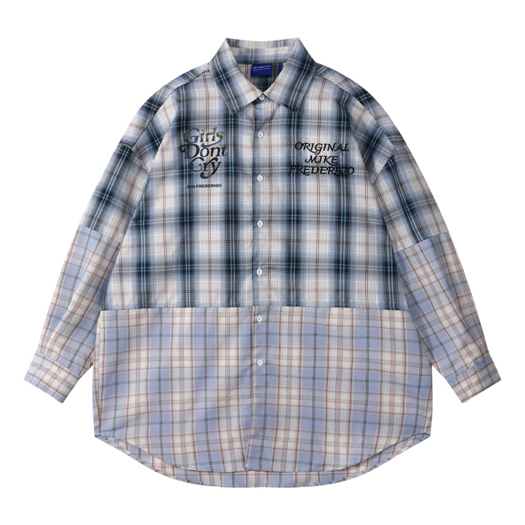 ORI FREDERIQO OF PATCHWORK SHIRT-BLUE