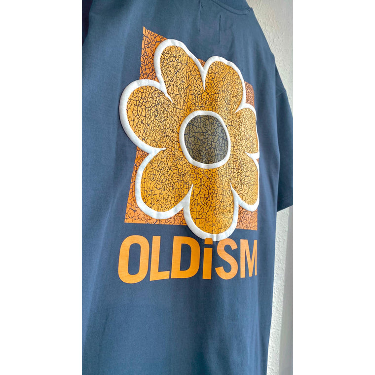OLDISM OLD/SM® OVERSIZE EMBROIDERY CRACK SUNFLOWER TEE-NAVY