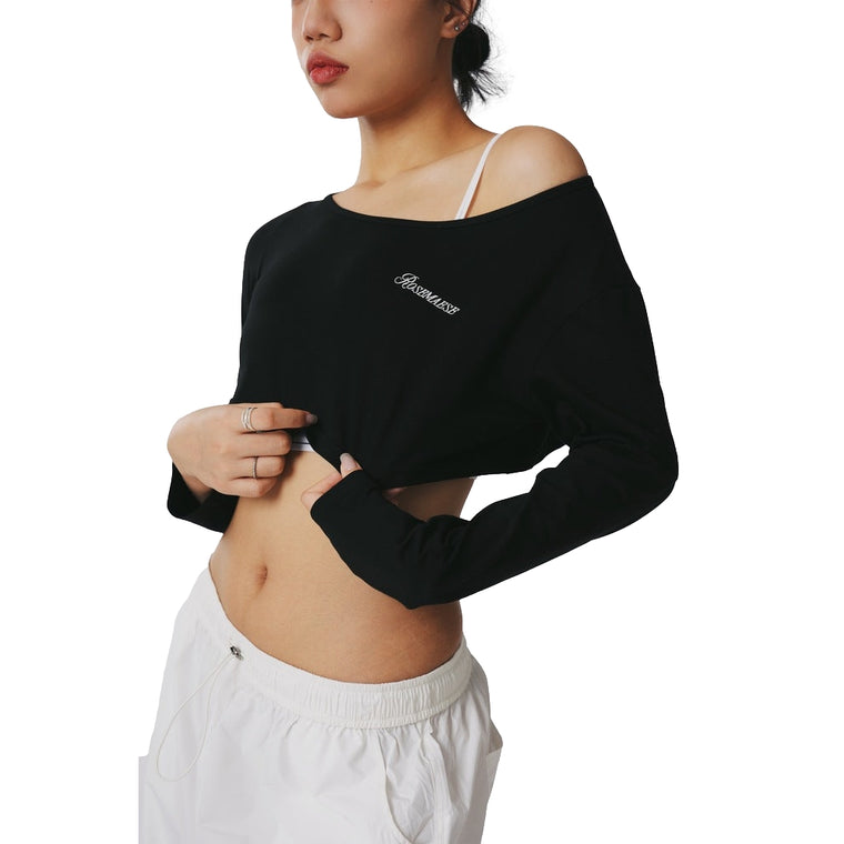 ROSEMAESE OFF-SHOULDER LONG SLEEVES-BLACK