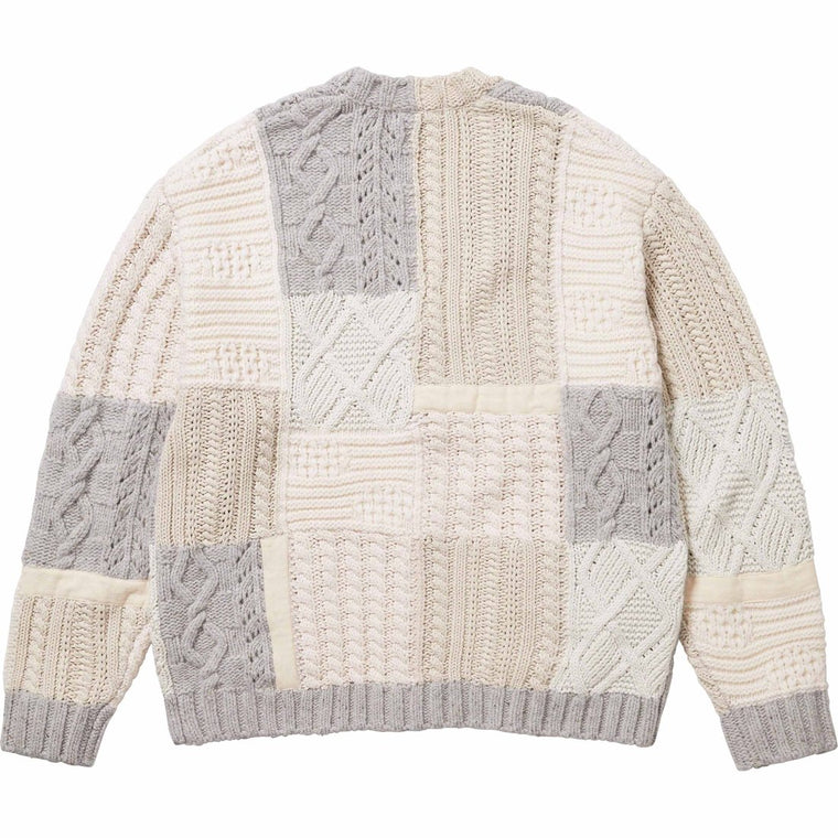 SUPREME PATCHWORK CABLE KNIT CARDIGAN-IVORY