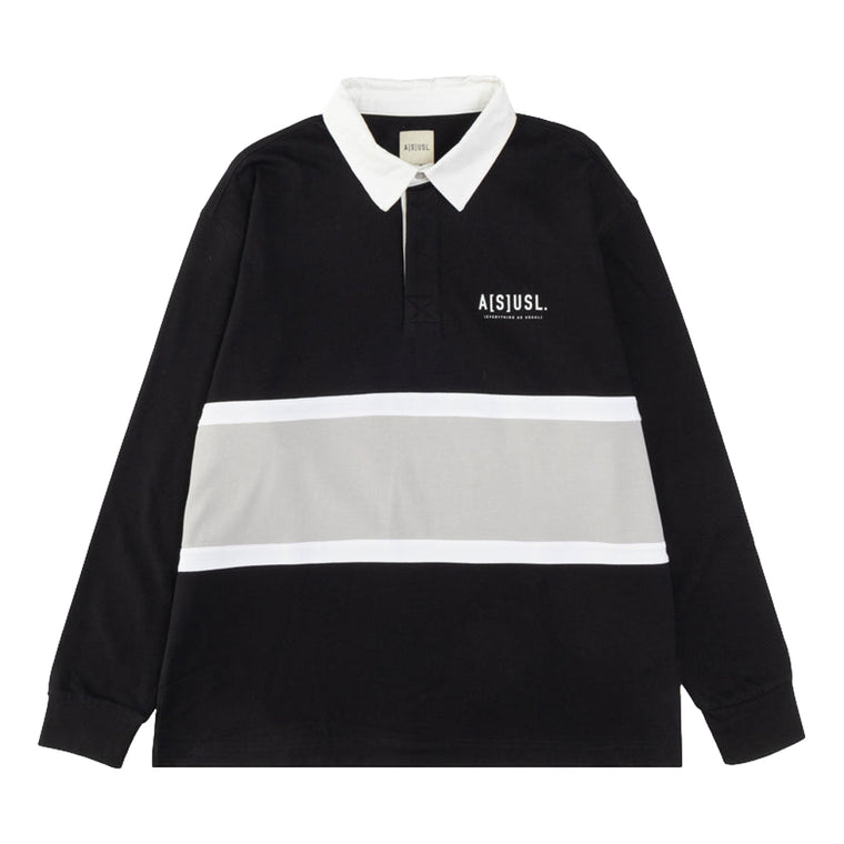 A[S]USL PATCHWORK L/S POLO SHIRT-BLACK