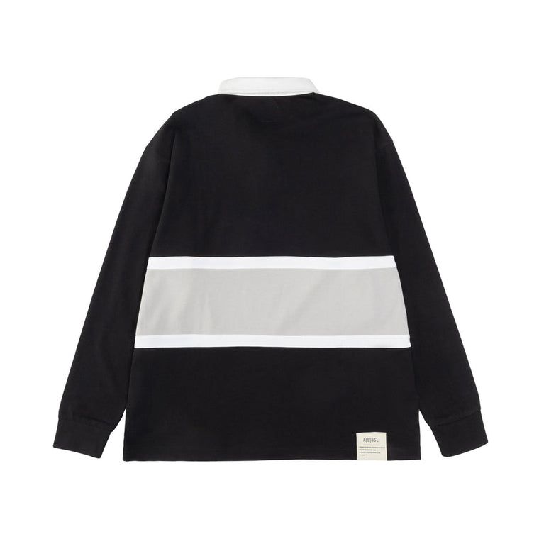 A[S]USL PATCHWORK L/S POLO SHIRT-BLACK