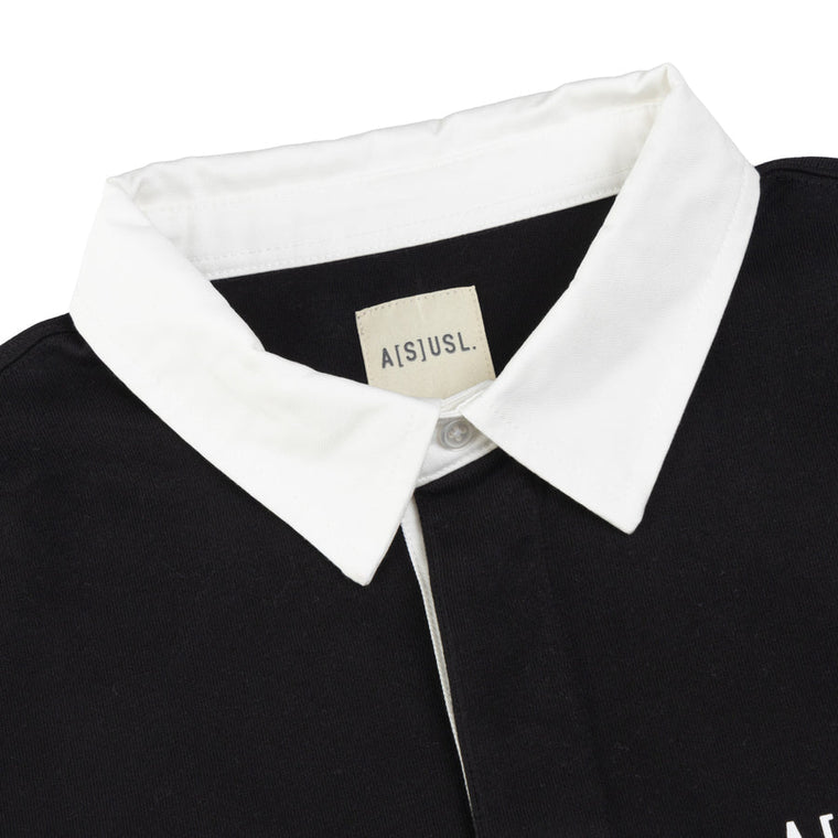 A[S]USL PATCHWORK L/S POLO SHIRT-BLACK