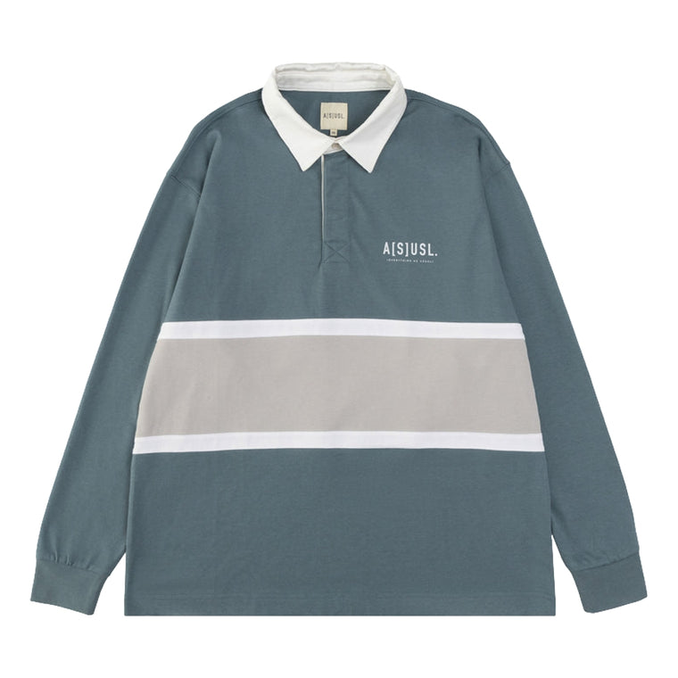 A[S]USL PATCHWORK L/S POLO SHIRT-SLATE