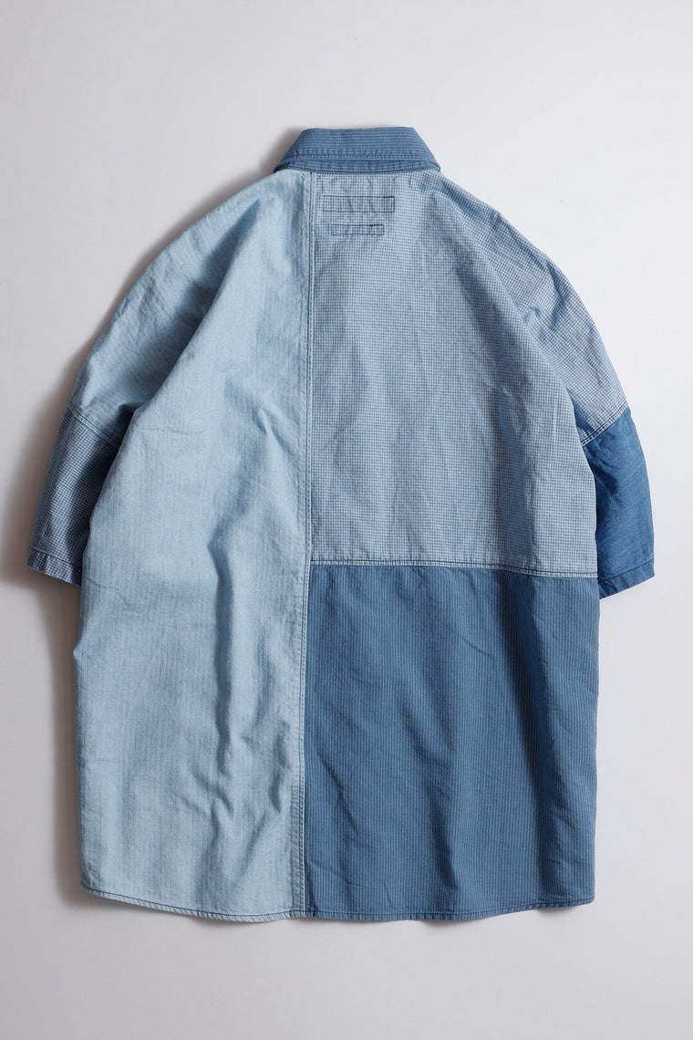 FUNDAMENTAL PATCHWORK S/S SHIRT 3YR WASH-INDIGO