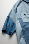 FUNDAMENTAL PATCHWORK S/S SHIRT 3YR WASH-INDIGO