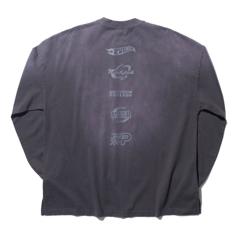 PUBLISH PB RACING CREW LOGO WASHED L/S TEE-GREY