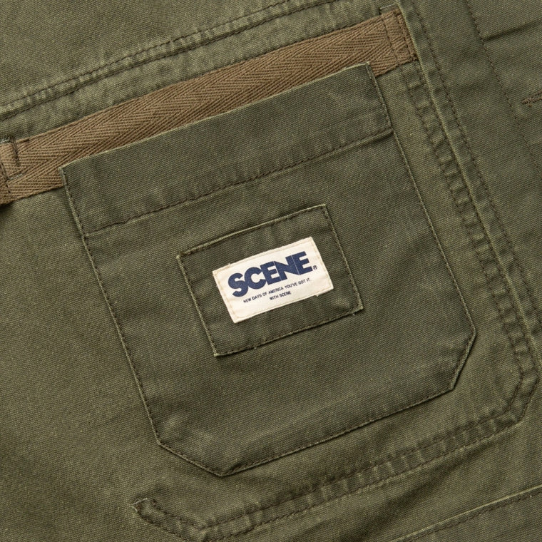 SCENE BY ICE FIRE PIGMENT CANVAS JACKET-OLIVE