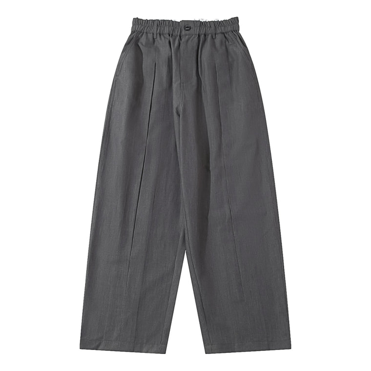 NEUTRAL SOCIETY PLEATED BEGGY TROUSERS-HEATHER GREY