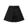 NEUTRAL SOCIETY PLEATED WIDE SHORTS-BLACK