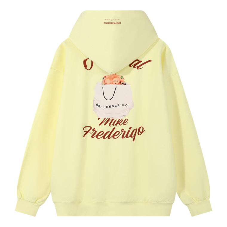 ORI FREDERIQO PRINTED HOODED SWEATSHIRT-YELLOW