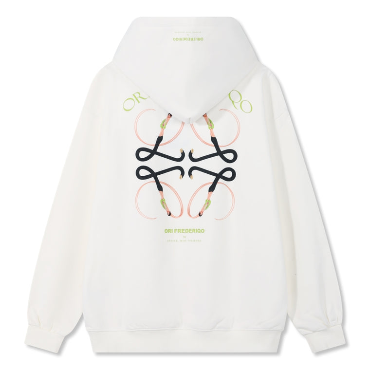 ORI FREDERIQO PRINTED HOODED SWEATSHIRT-WHITE