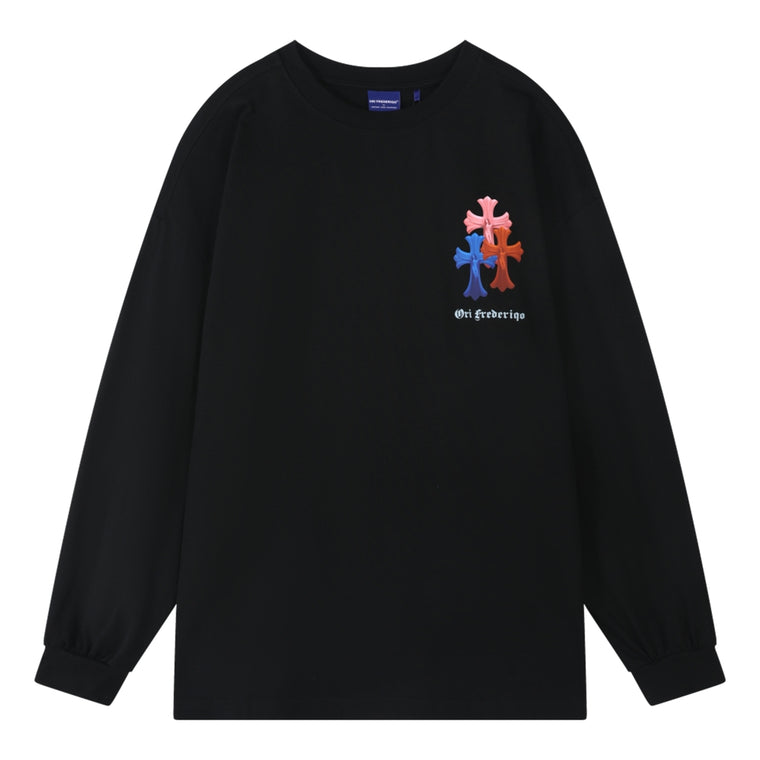 ORI FREDERIQO PRINTED LONG SLEEVE T-SHIRT-BLACK