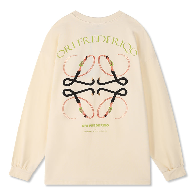 ORI FREDERIQO PRINTED LONG SLEEVE T-SHIRT-BEIGE