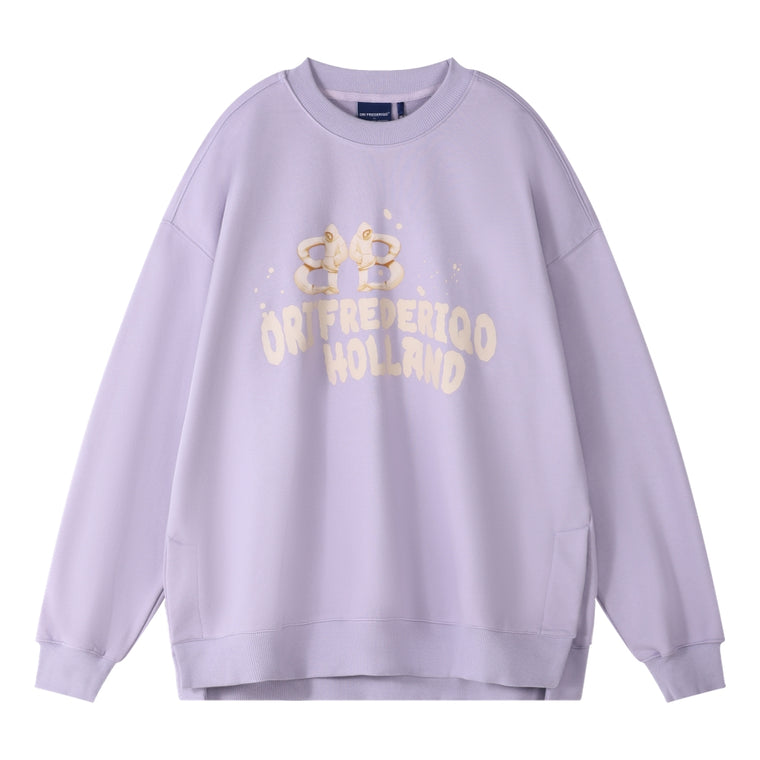 ORI FREDERIQO PRINTED SLIT HOODED SWEATSHIRT-PURPLE