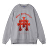 ORI FREDERIQO PRINTED SLIT HOODED SWEATSHIRT-GREY