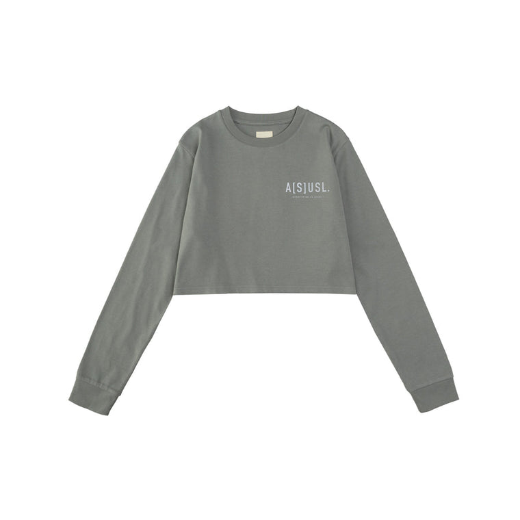 A[S]USL REFLECTIVE LOGO CROPPED LONG TEE-GREY