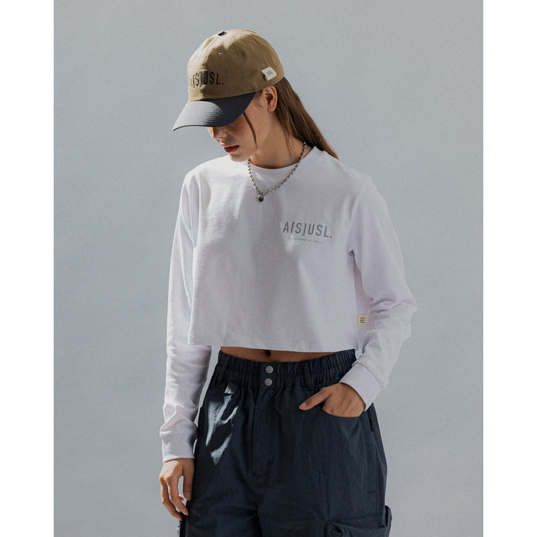 A[S]USL REFLECTIVE LOGO CROPPED LONG TEE-WHITE