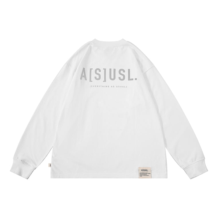 A[S]USL REFLECTIVE LOGO LONG TEE-WHITE