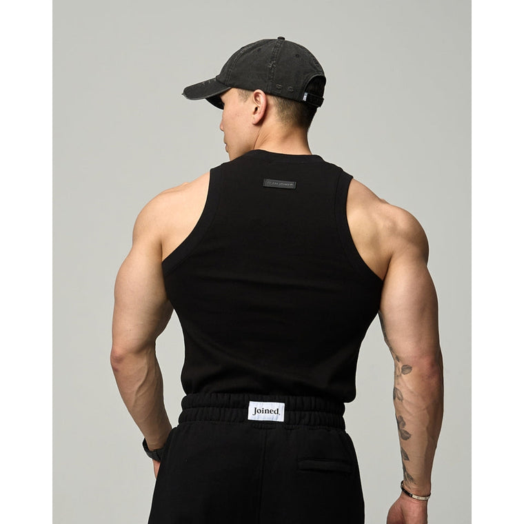 TEAMJOINED RIBBED TANK-BLACK