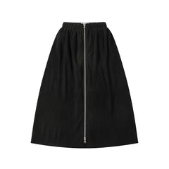 NEUTRAL SOCIETY RIB KNITTED ZIPPER SKIRT-BLACK