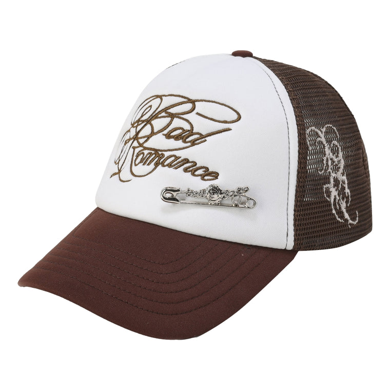 ROSEMAESE ROSE PIN BASEBALL CAP-BROWN