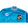 SCENE BY ICE FIRE SATIN VARSITY JACKET-TEAL