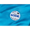 SCENE BY ICE FIRE SATIN VARSITY JACKET-TEAL