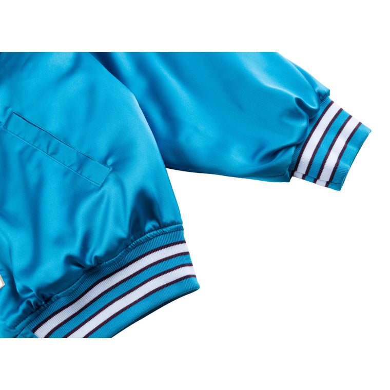 SCENE BY ICE FIRE SATIN VARSITY JACKET-TEAL