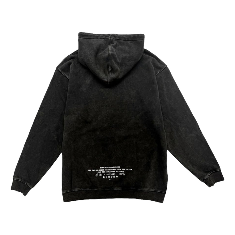 2ND CLOSET SC LOGO EMBROIDERY WASHED HOODIES-BLACK