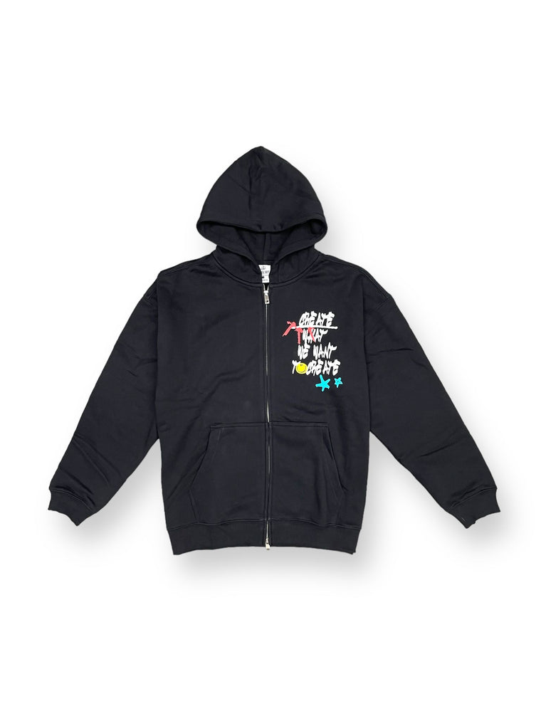 2ND CLOSET "SECOND LOVEZIP UP HOODIE-BLACK