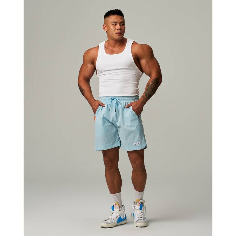 TEAMJOINED SIDE SLIT STRETCH SHORTS-SEASHELL BLUE