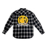 2ND CLOSET SMILEY FACE PRINTED FLANNEL SHIRT-BLACK