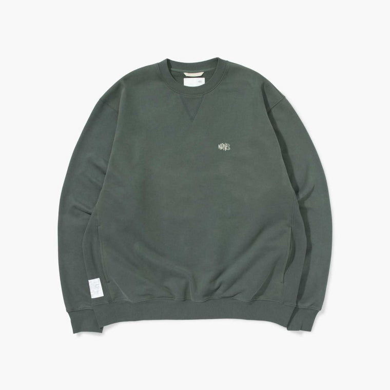 MADNESS SOLID CREW SWEAT. BOXY-SMOKE GREEN