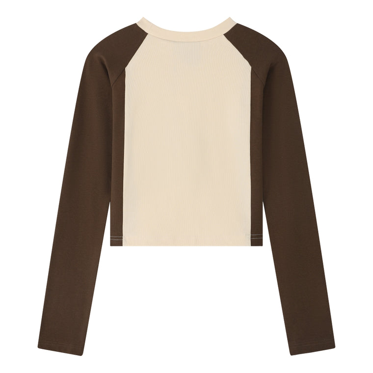 ORI FREDERIQO SPLICED WOMEN'S LONG SLEEVE T-SHIRT-BEIGE