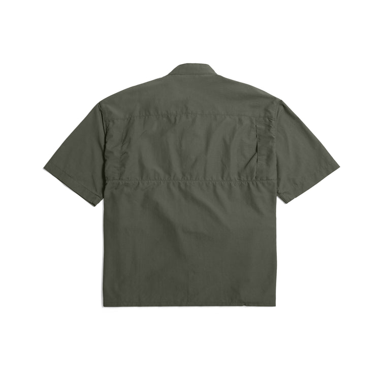 OPEN DIALOGUE X WILD THINGS STAND COLLAR SS SHIRT-OLIVE